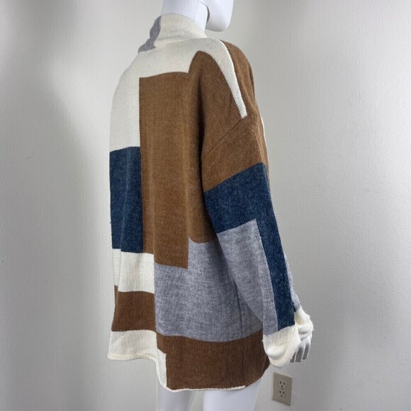 Fable Size M Colorblock Open Front Cardigan Sweater Relaxed Fit Loungewear - Picture 4 of 13